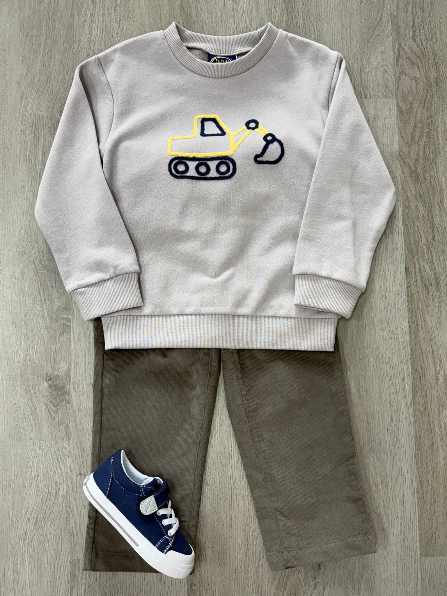 Excavator Embroidery Sweatshirt Boys Sweaters + Sweatshirts Emma Jean