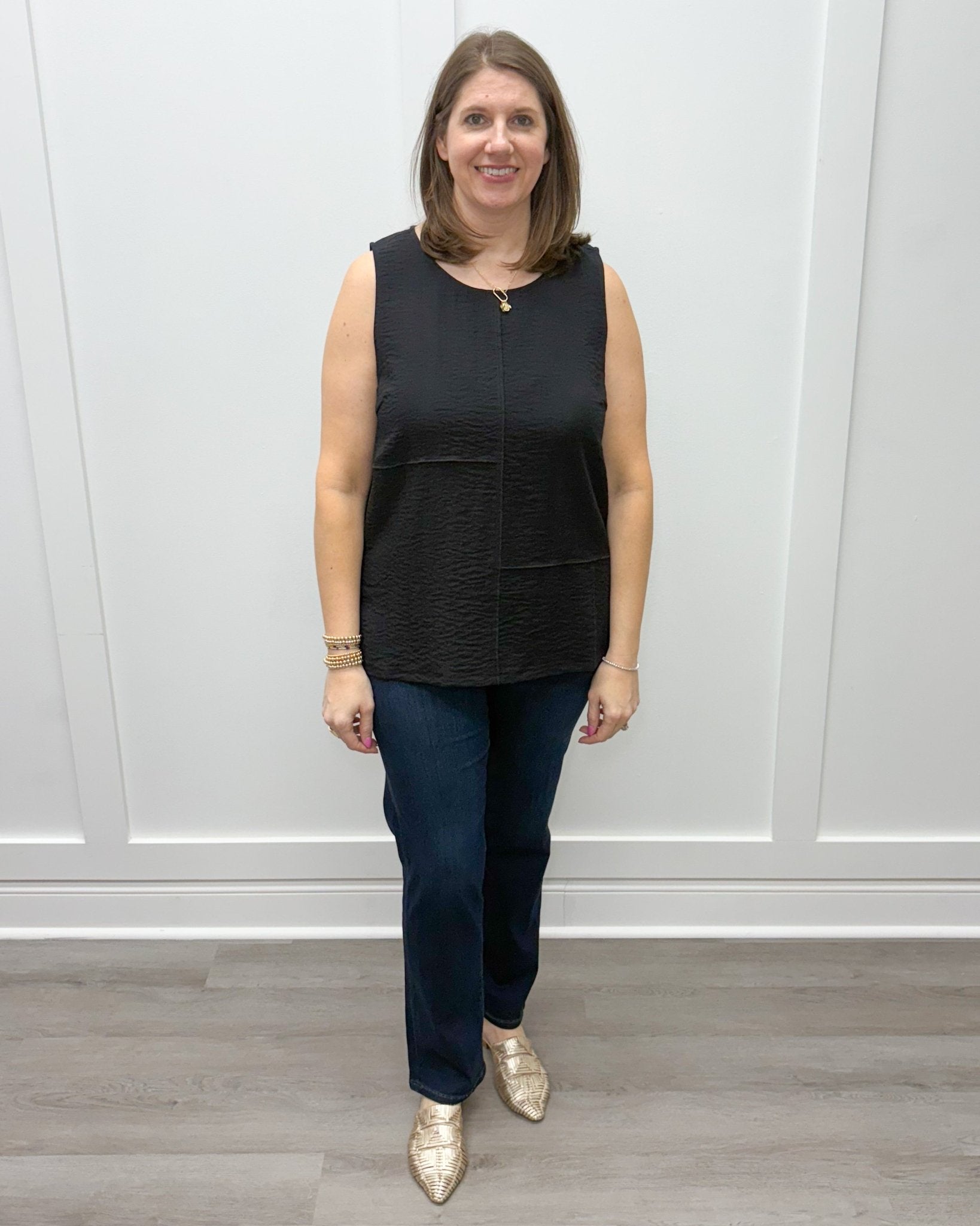 Express Travel Pieced Tunic Tank - Black Tops Habitat