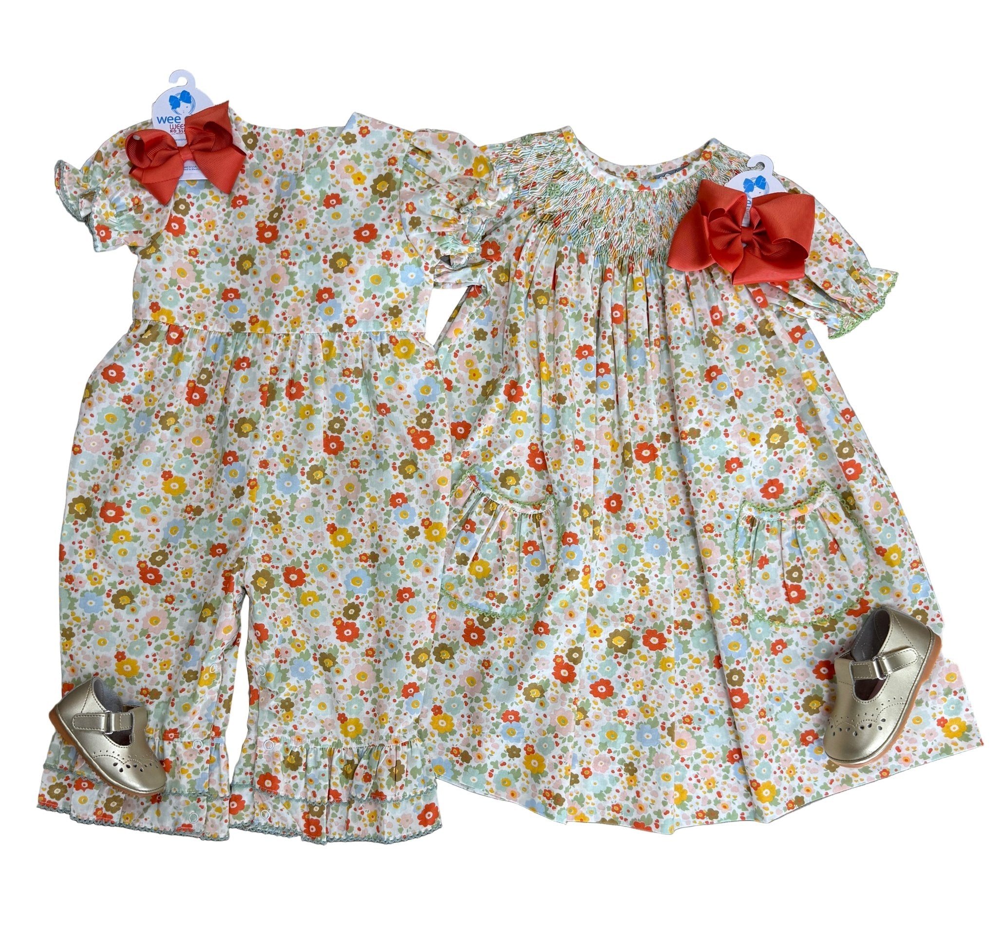 Fall Floral Smocked Geo Bishop Girls Occasion Dresses Three Sisters