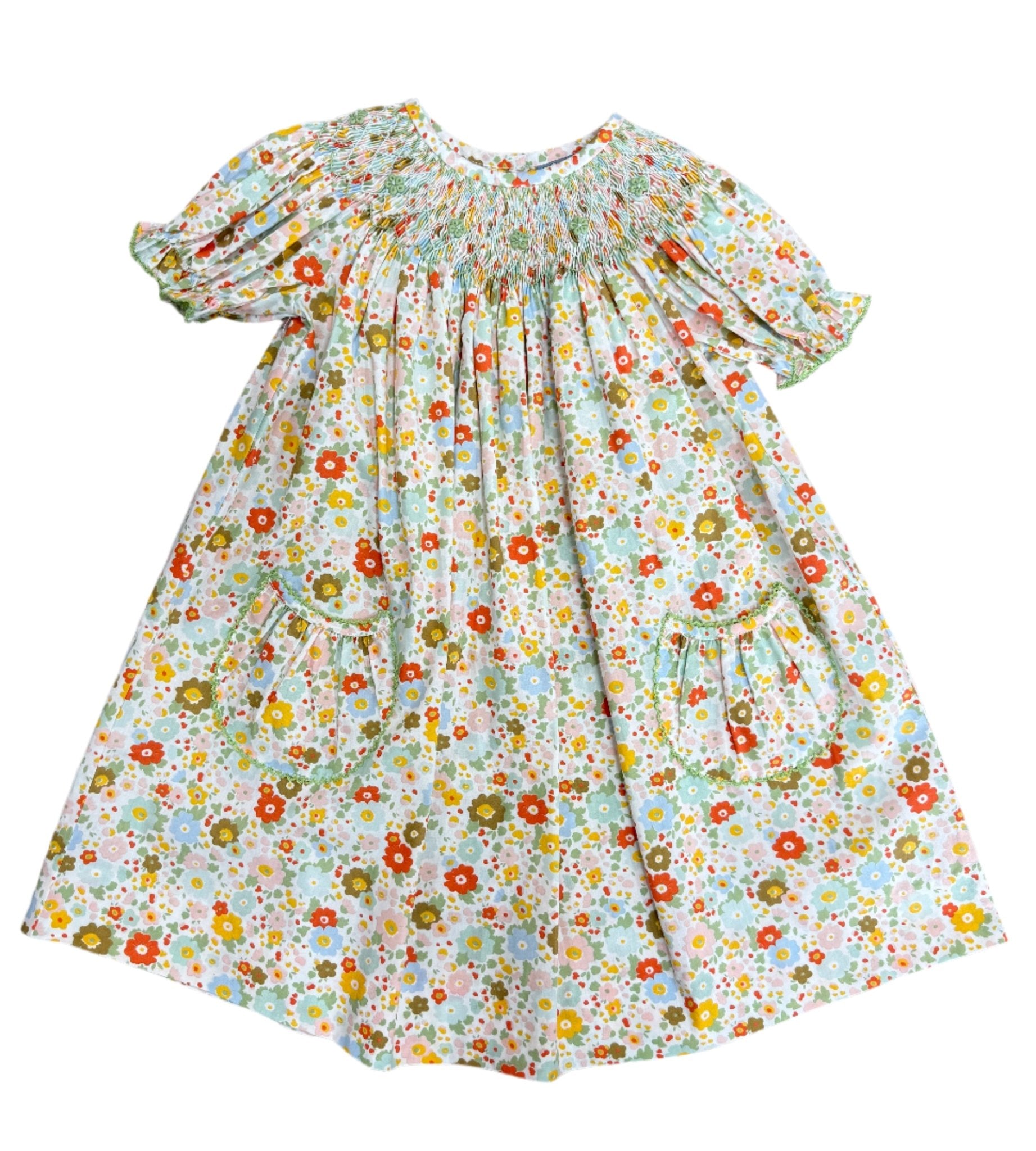 Fall Floral Smocked Geo Bishop Girls Occasion Dresses Three Sisters