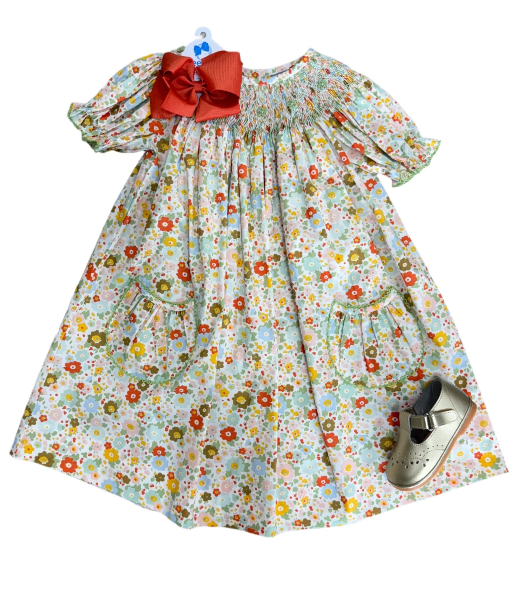 Fall Floral Smocked Geo Bishop Girls Occasion Dresses Three Sisters