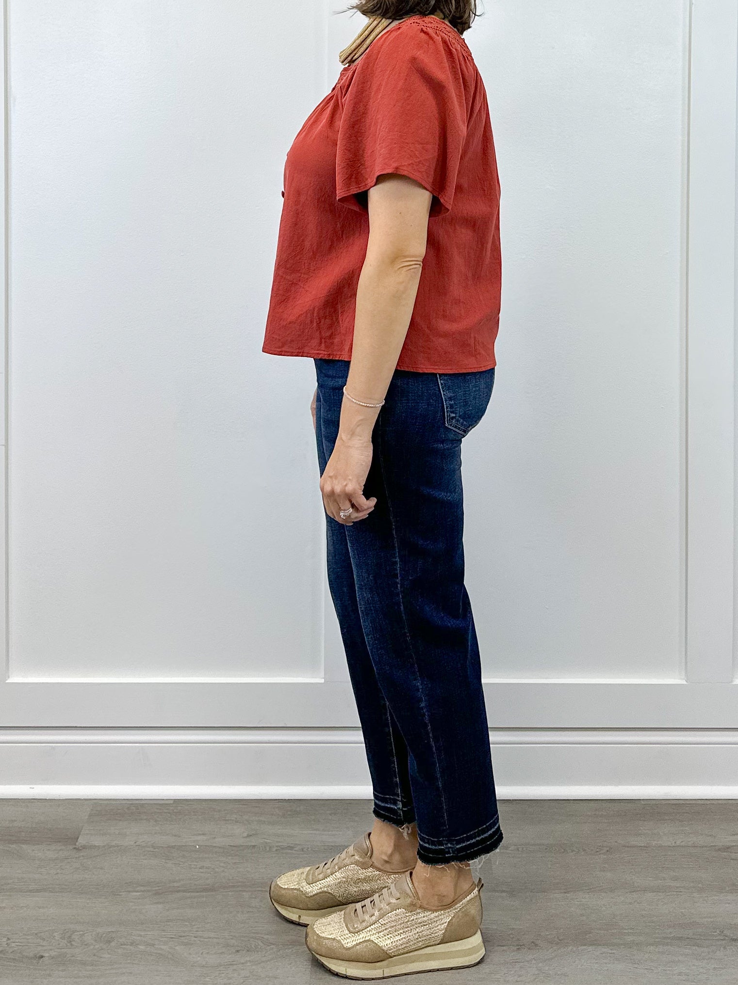 Fall in Line Top - Rust Tops Polagram by Wellmade USA