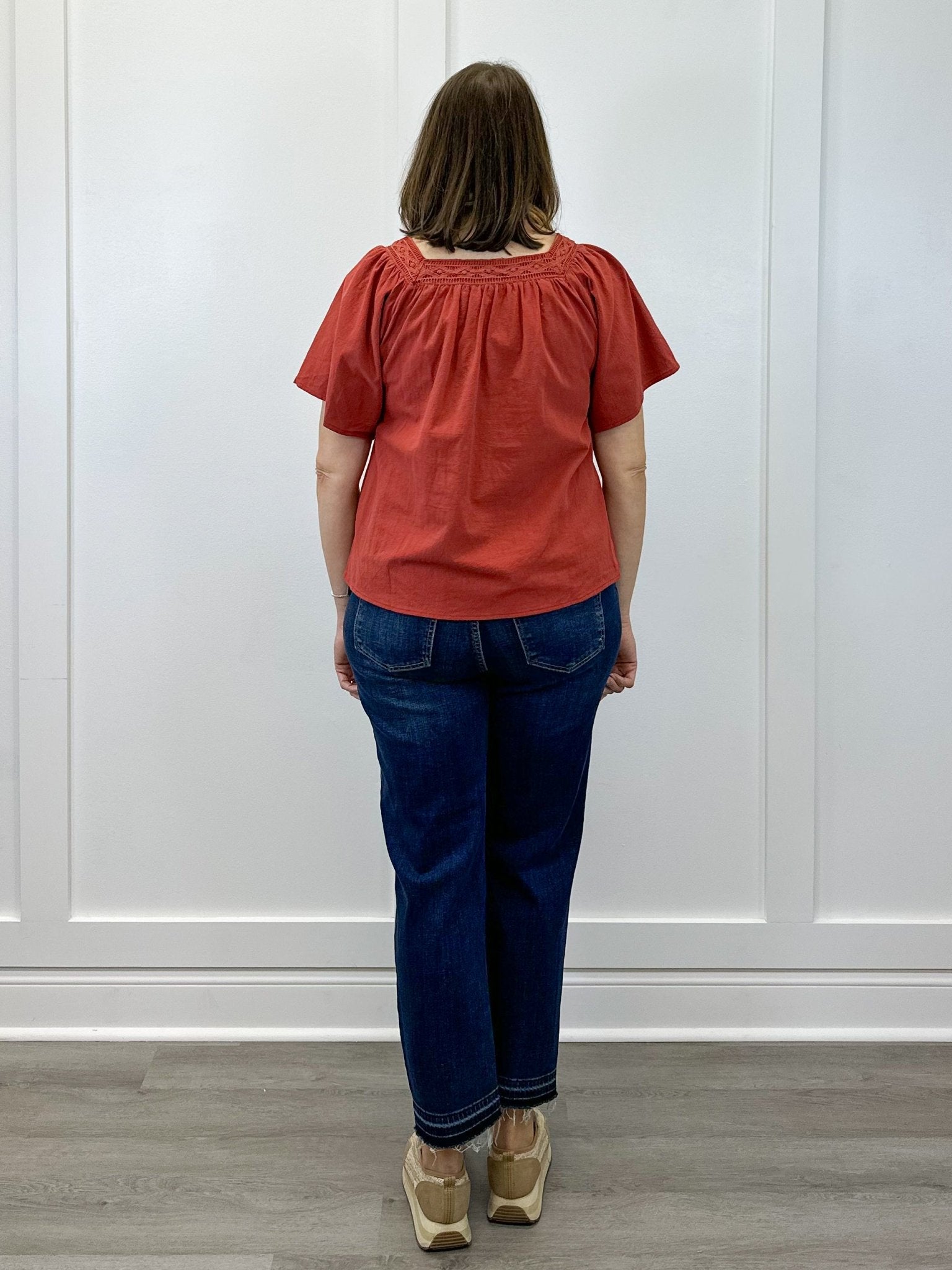 Fall in Line Top - Rust Tops Polagram by Wellmade USA