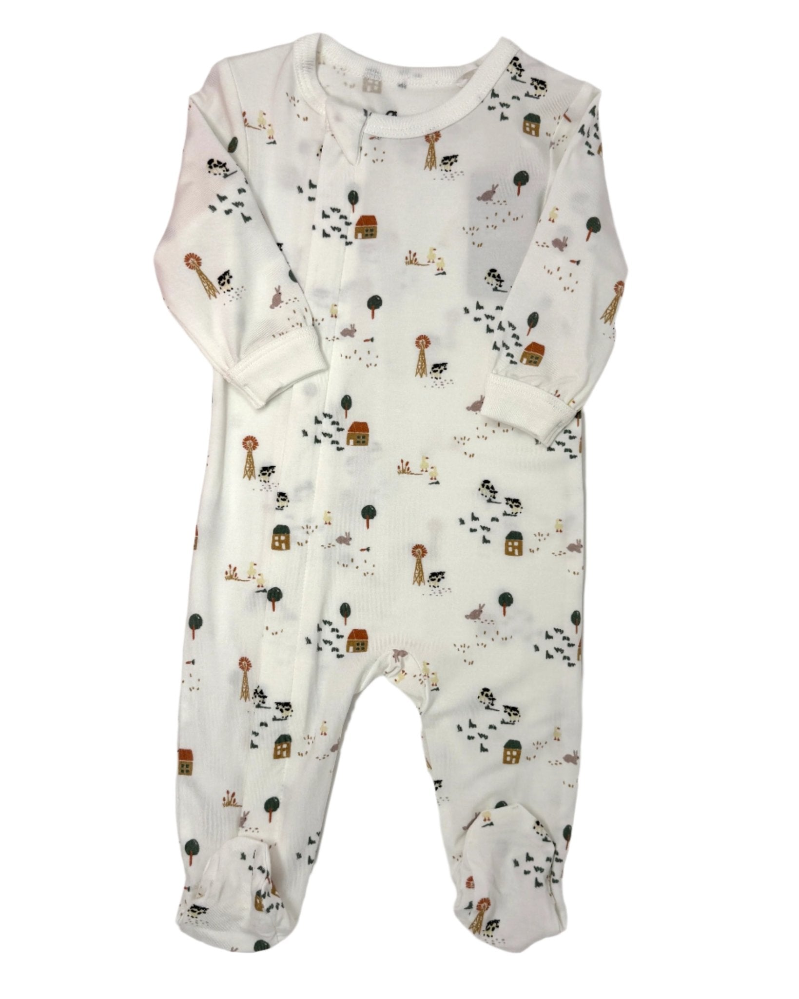 Farm Animals Cotton-Modal Zipper Footie Baby Sleepwear Coccoli