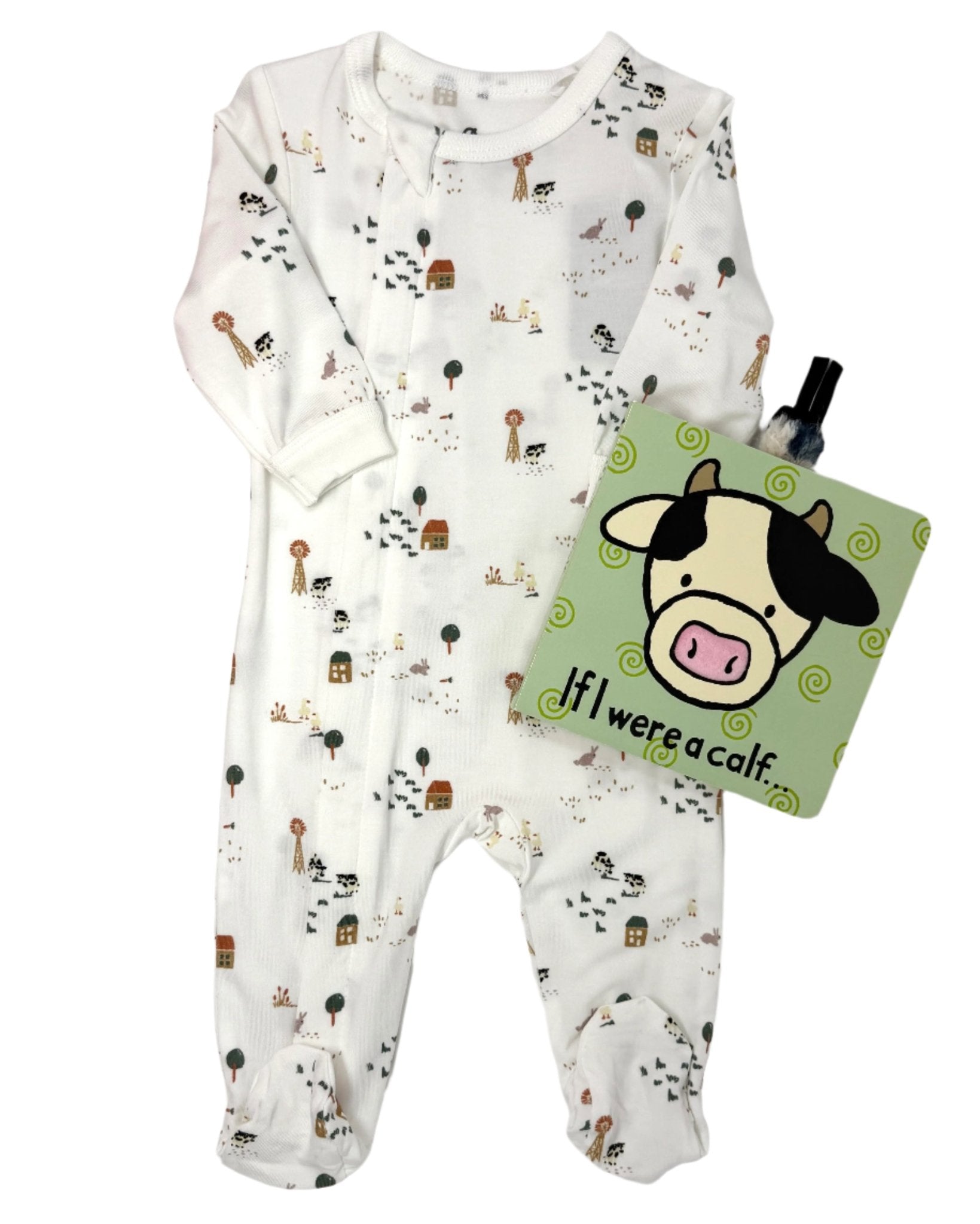 Farm Animals Cotton-Modal Zipper Footie Baby Sleepwear Coccoli