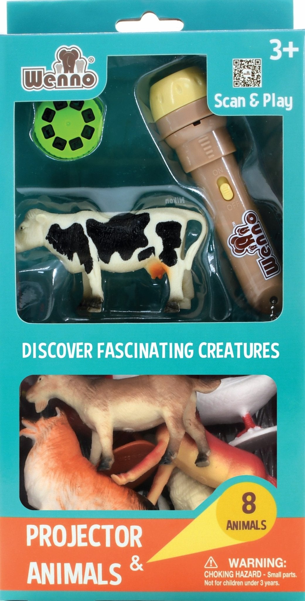 Farm Animals Playset w/ Torch Projector Toys Wenno USA