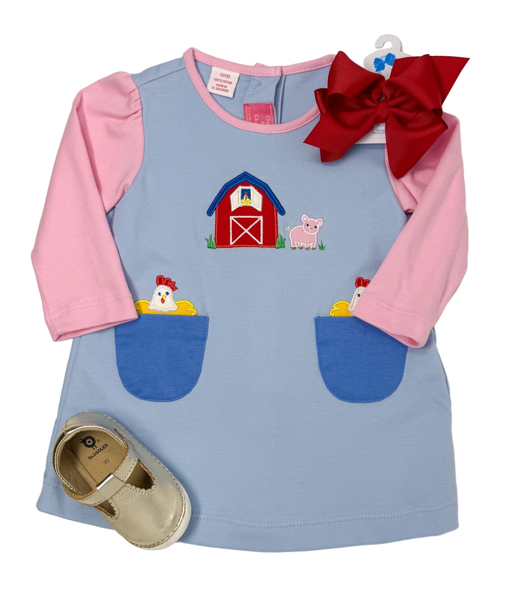 Farm Girls Color Block Knit Dress w/ Pockets Girls Play Dresses Claire & Charlie