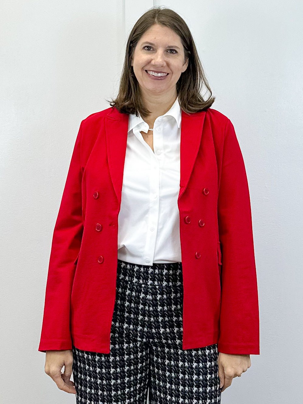 Faux Double Breasted Blazer - Tango Red - Sugar Babies Children's Boutique/Meg's Shoppe