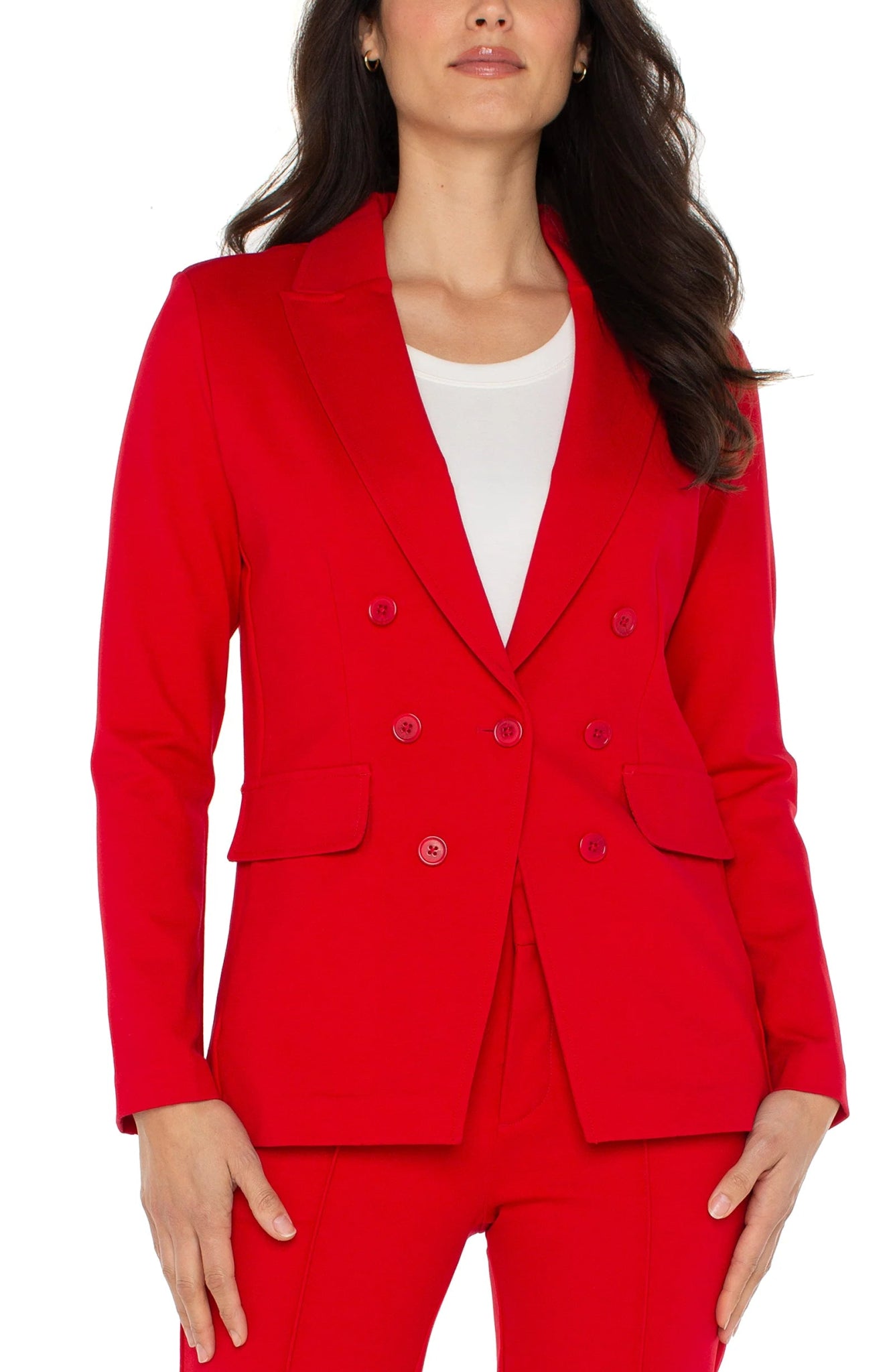 Faux Double Breasted Blazer - Tango Red - Sugar Babies Children's Boutique/Meg's Shoppe