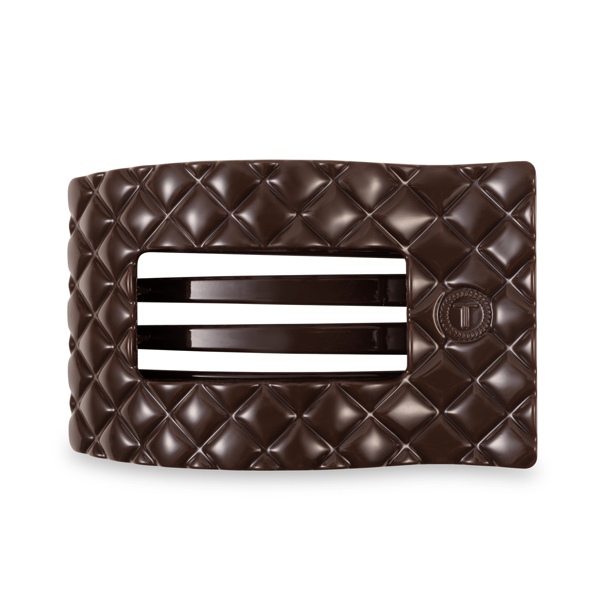Flat Rectangle Hair Clip - Large - Truly Taupe Quilted Hair Accessories Teleties