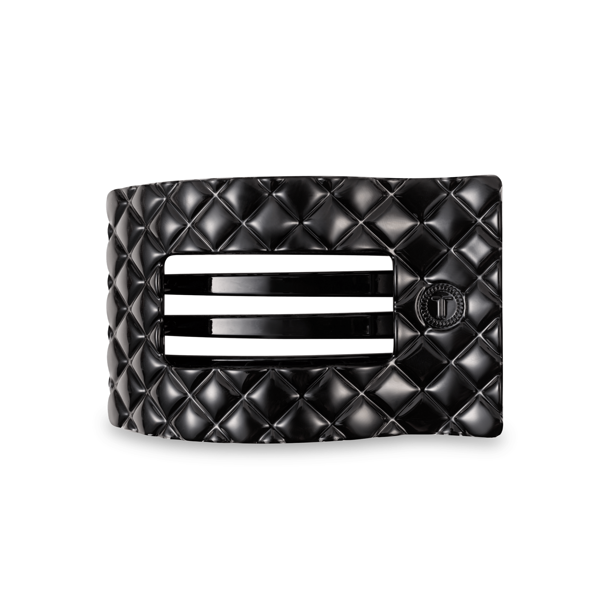 Flat Rectangle Hair Clip - Medium - Jet Black Quilted Hair Accessories Teleties