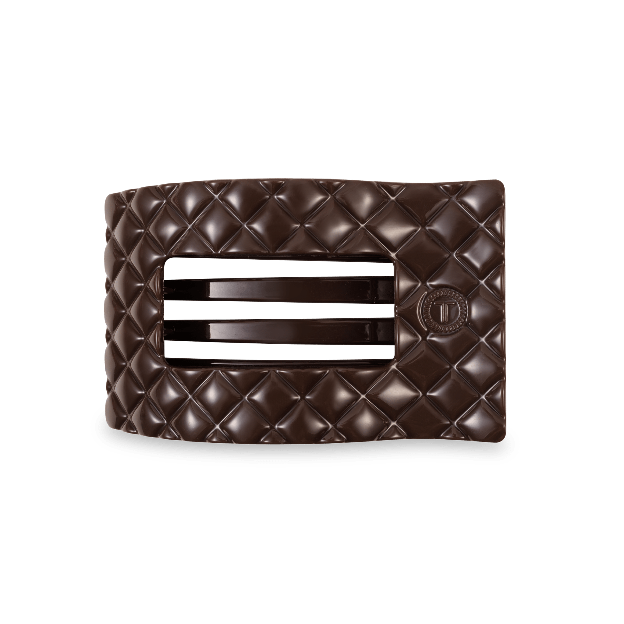 Flat Rectangle Hair Clip - Medium - Truly Taupe Quilted Hair Accessories Teleties