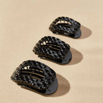 Flat Round Hair Clip - Large - Jet Black Quilted Hair Accessories Teleties