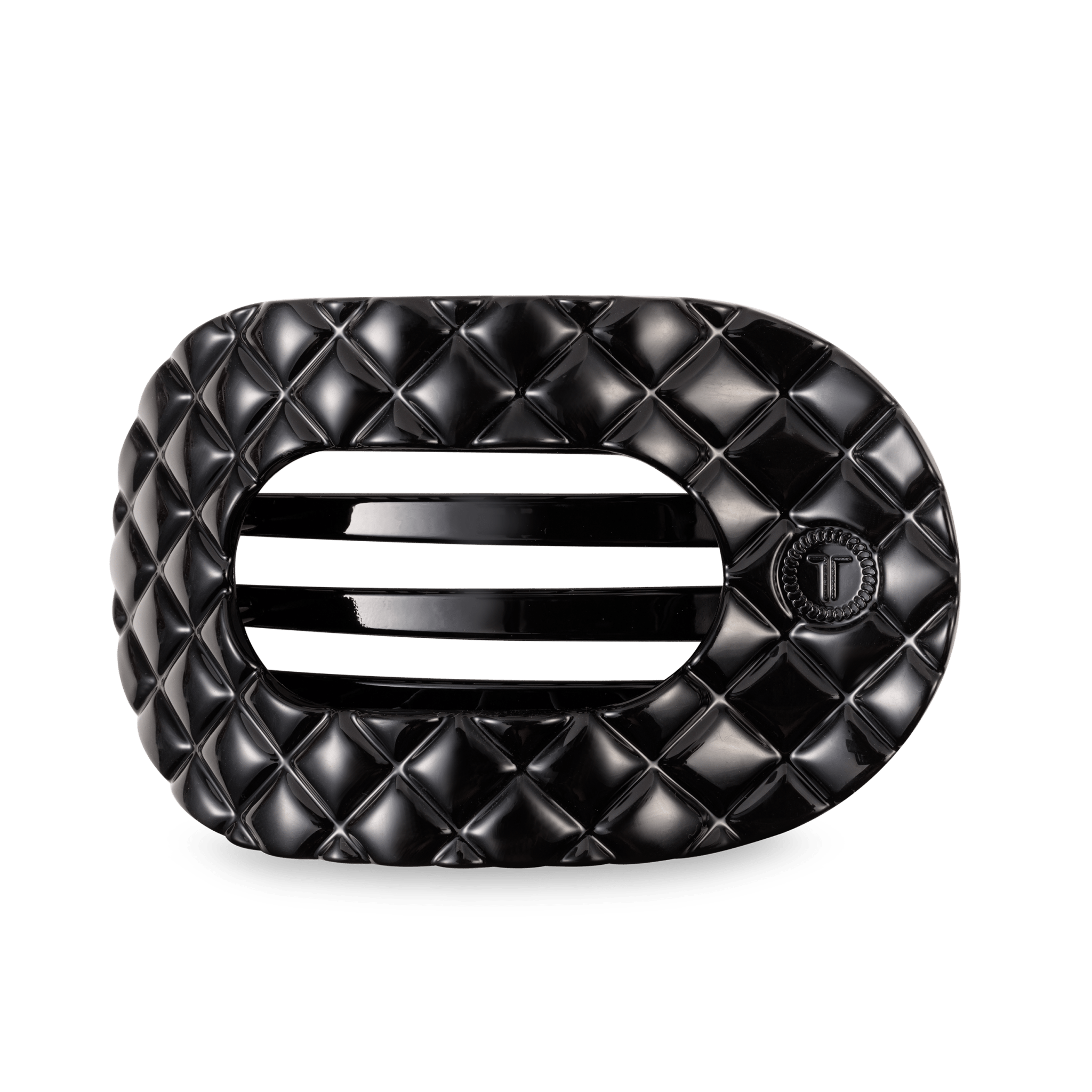 Flat Round Hair Clip - Large - Jet Black Quilted Hair Accessories Teleties