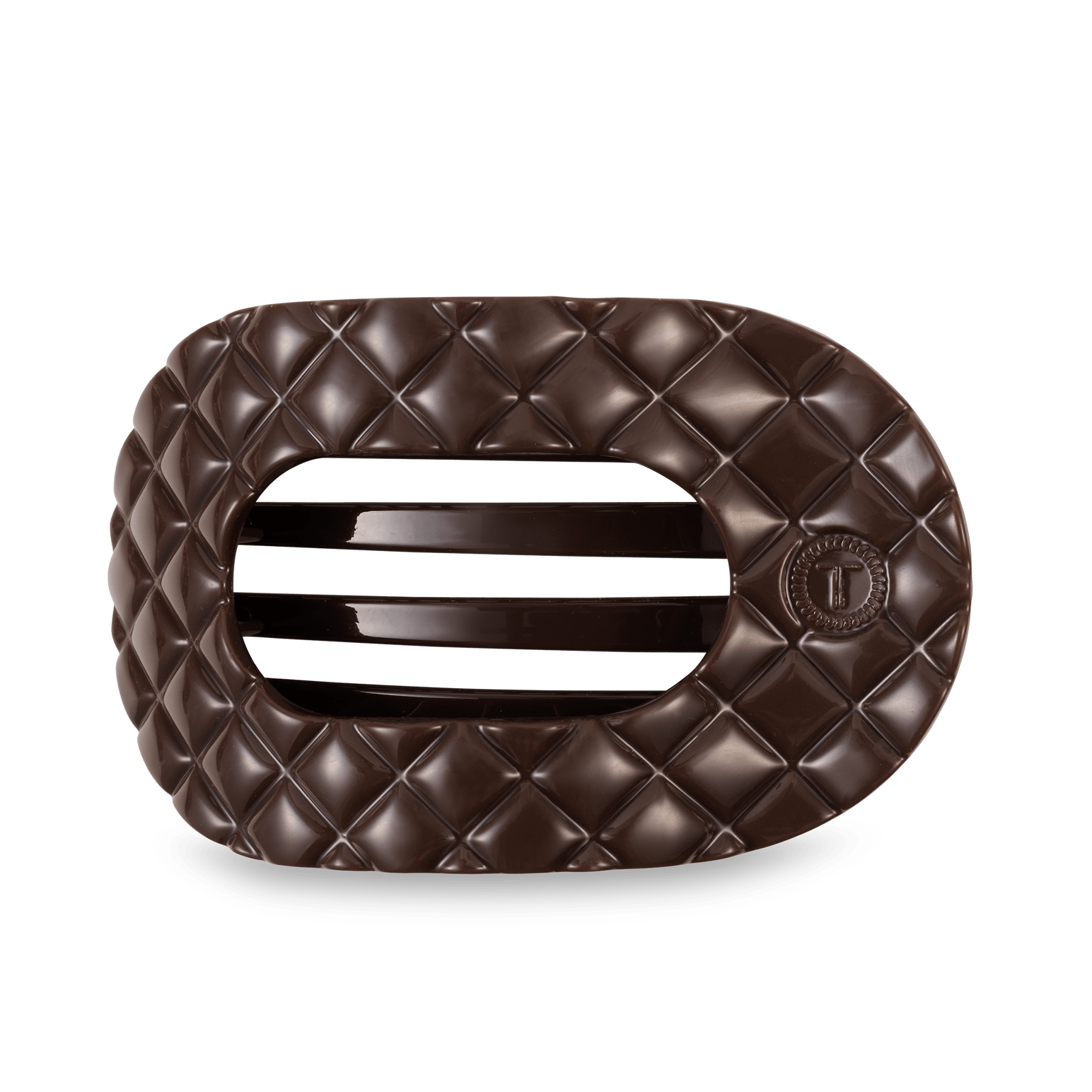 Flat Round Hair Clip - Large - Truly Taupe Quilted Hair Accessories Teleties