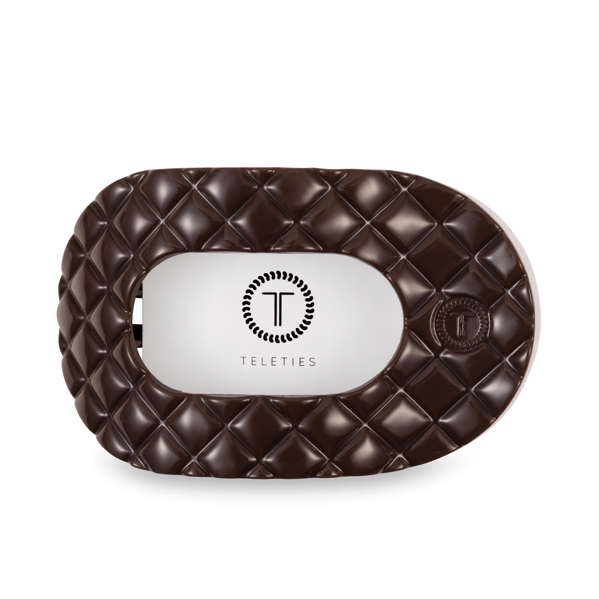 Flat Round Hair Clip - Large - Truly Taupe Quilted Hair Accessories Teleties