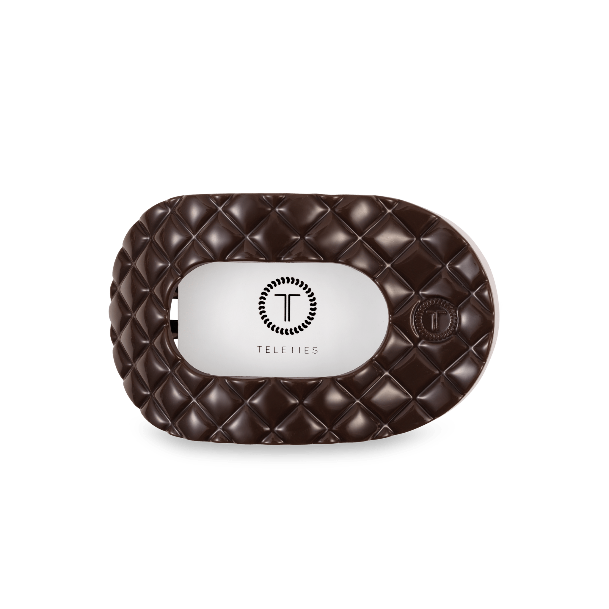 Flat Round Hair Clip - Medium - Truly Taupe Quilted Hair Accessories Teleties