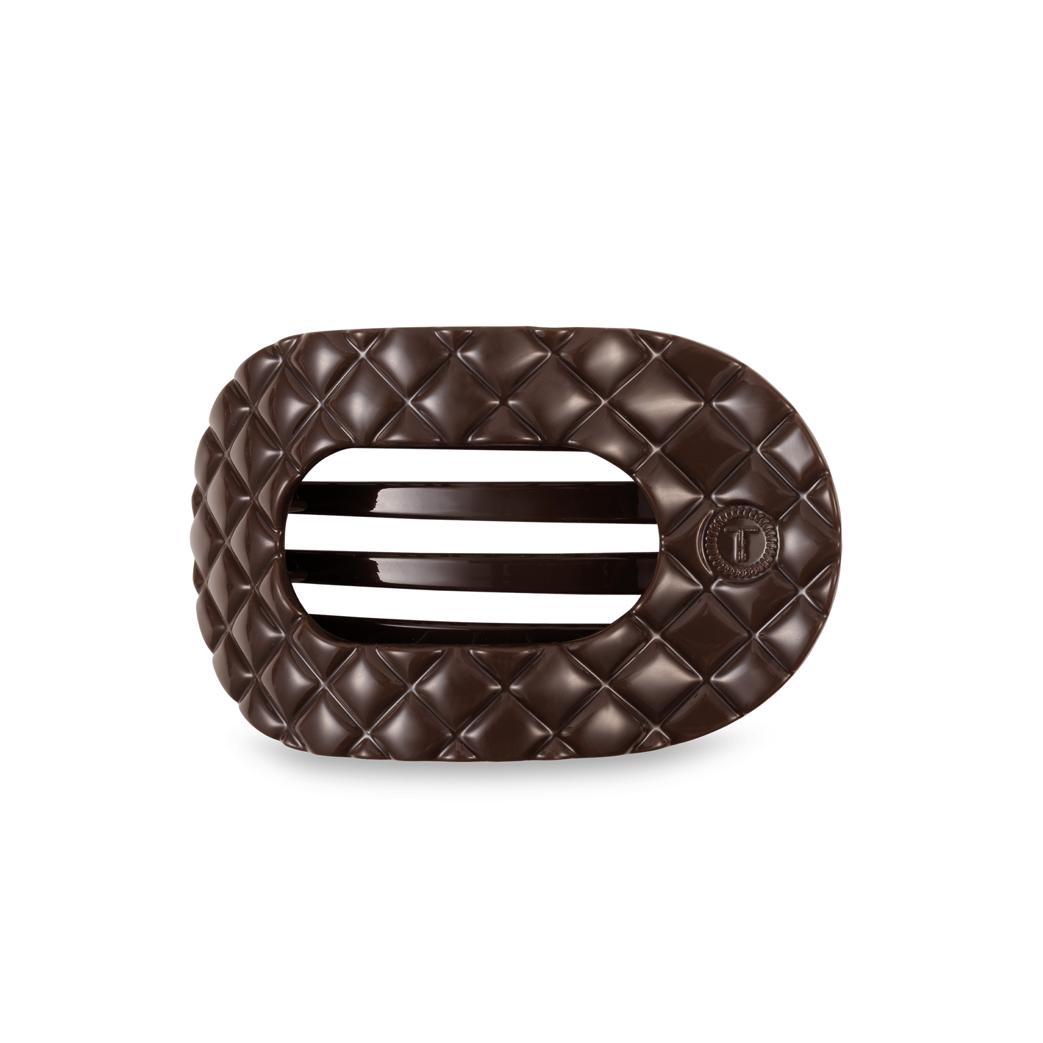 Flat Round Hair Clip - Medium - Truly Taupe Quilted Hair Accessories Teleties