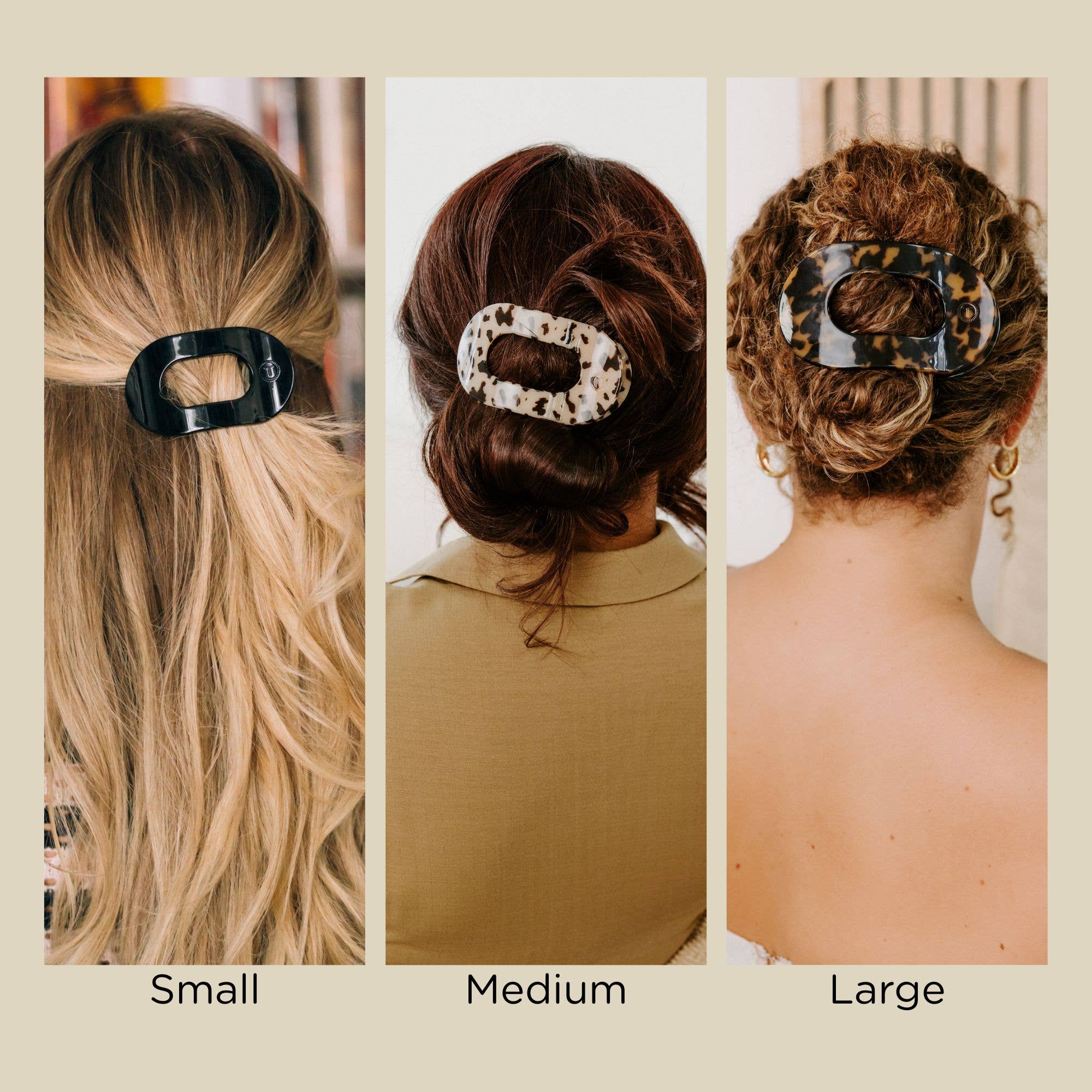 Flat Round Hair Clip - Medium - Truly Taupe Quilted Hair Accessories Teleties