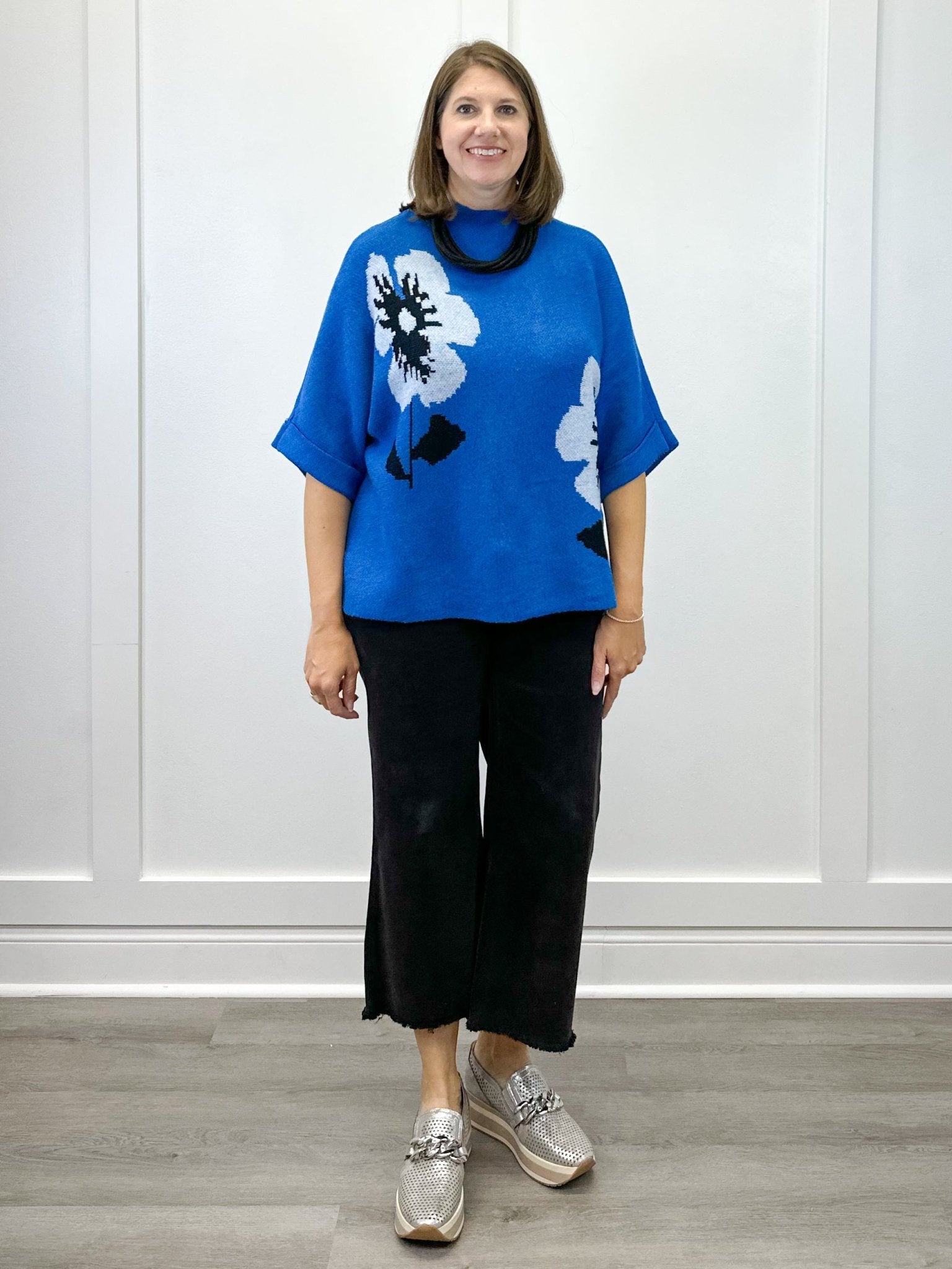 Flora Mock Neck Sweater - Royal Sweaters Jodifl