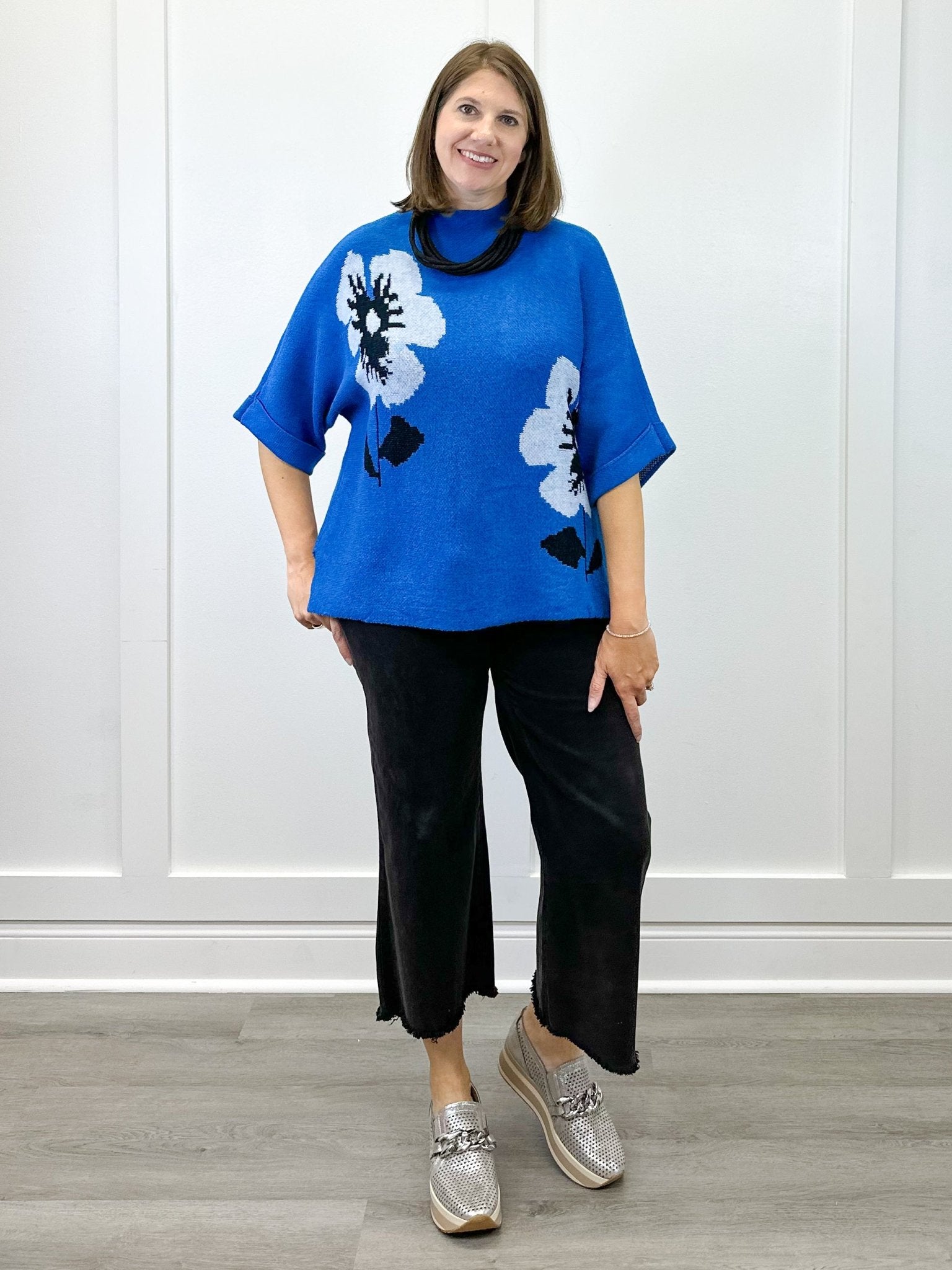 Flora Mock Neck Sweater - Royal Sweaters Jodifl