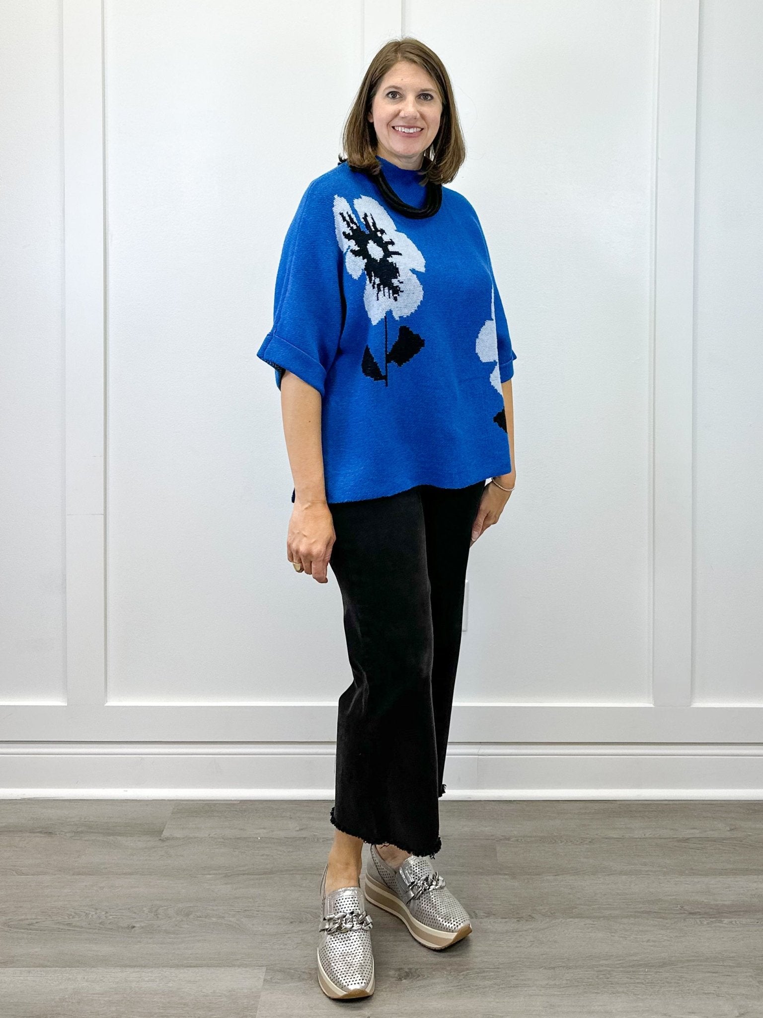Flora Mock Neck Sweater - Royal Sweaters Jodifl