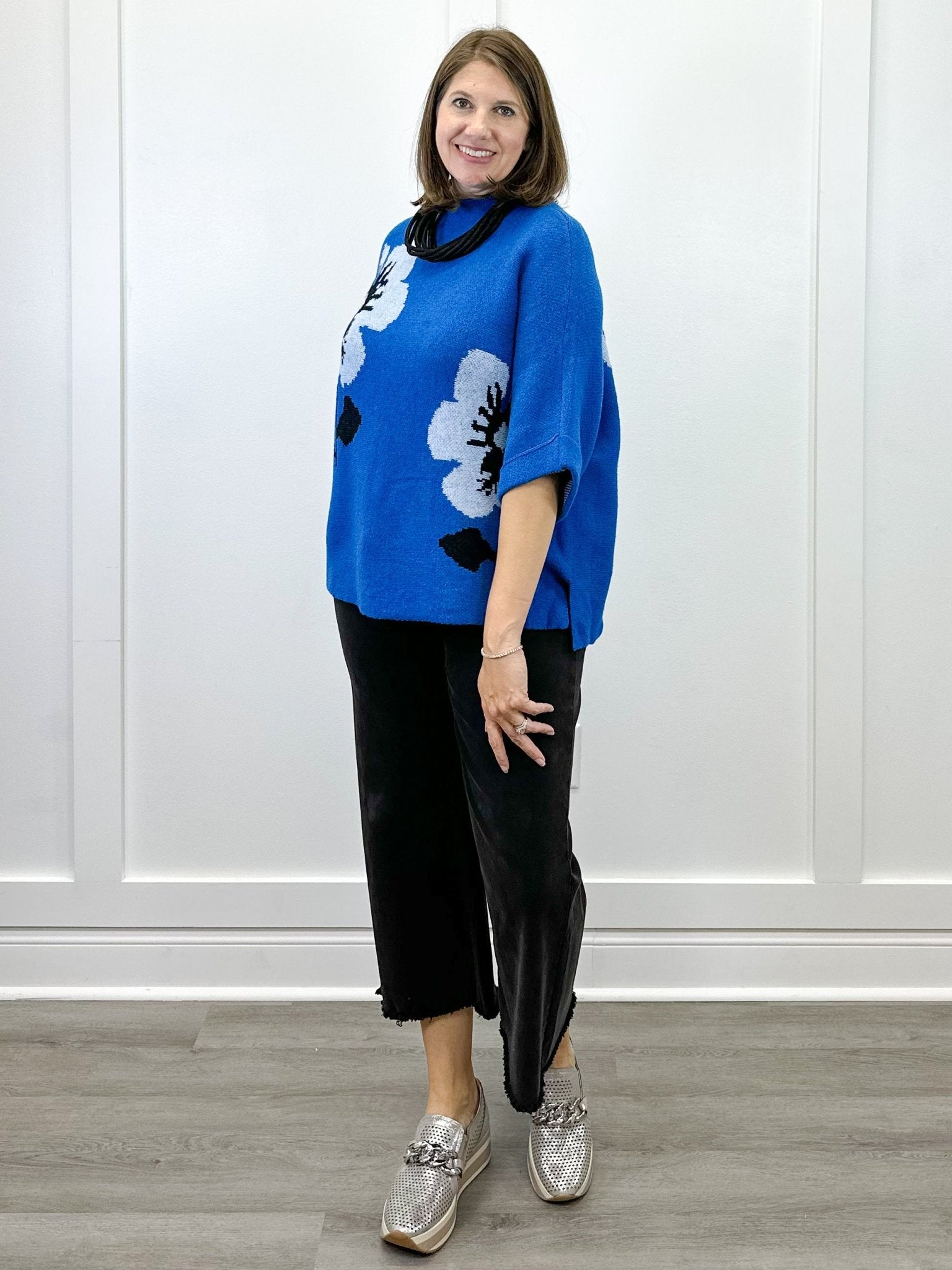 Flora Mock Neck Sweater - Royal Sweaters Jodifl