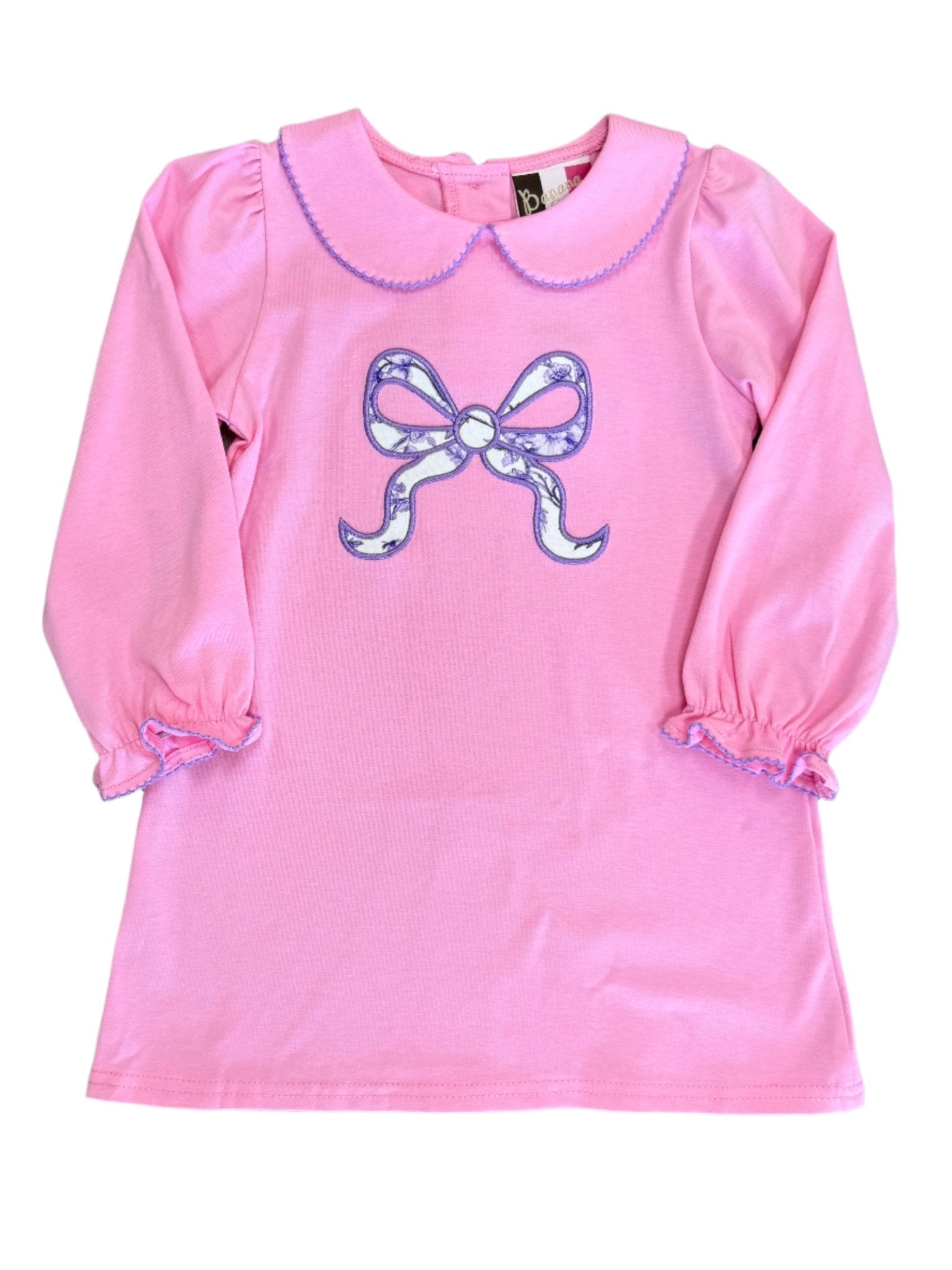 Floral Bow Applique Dress Girls Play Dresses Banana Split