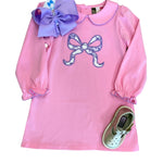 Floral Bow Applique Dress Girls Play Dresses Banana Split