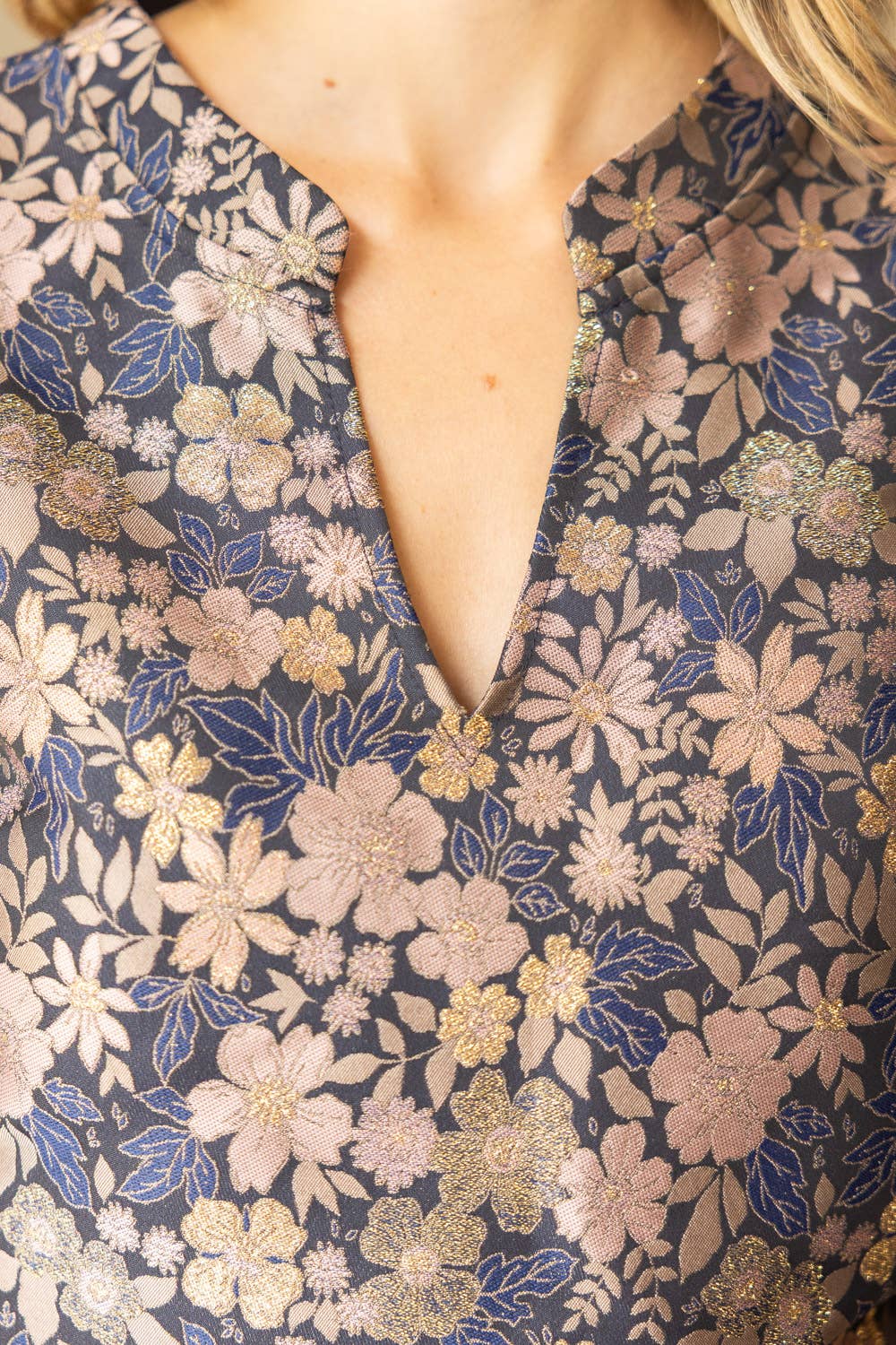 Sparkling Floral Top - Jaquared Navy Tops VOY