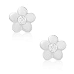 Flower CZ Stud Earrings - Sterling Silver Kids Jewelry Lily Nily