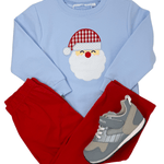French Terry Santa Pullover - Lt. Blue Boys Sweaters + Sweatshirts Trotter Street Kids