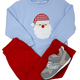 French Terry Santa Pullover - Lt. Blue Boys Sweaters + Sweatshirts Trotter Street Kids