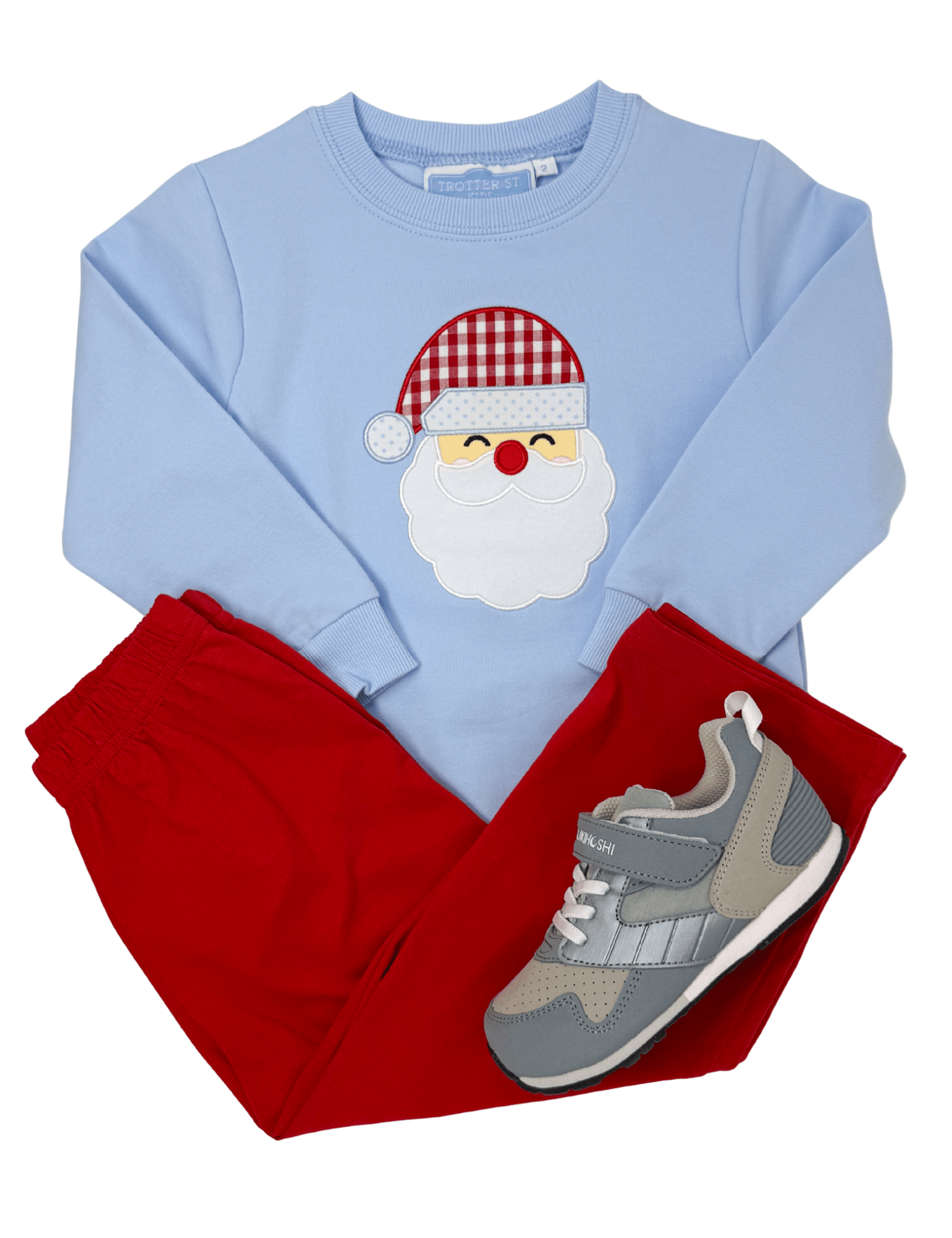 French Terry Santa Pullover - Lt. Blue Boys Sweaters + Sweatshirts Trotter Street Kids