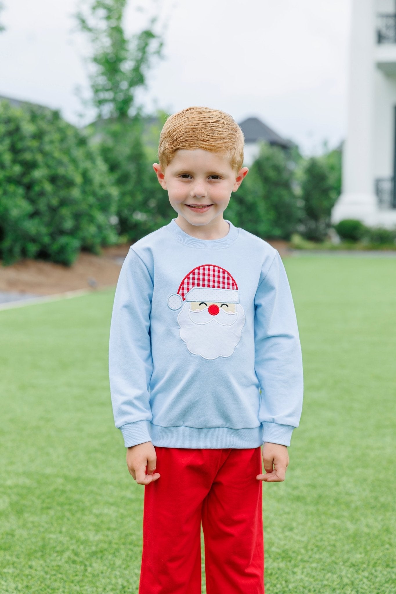 French Terry Santa Pullover - Lt. Blue Boys Sweaters + Sweatshirts Trotter Street Kids