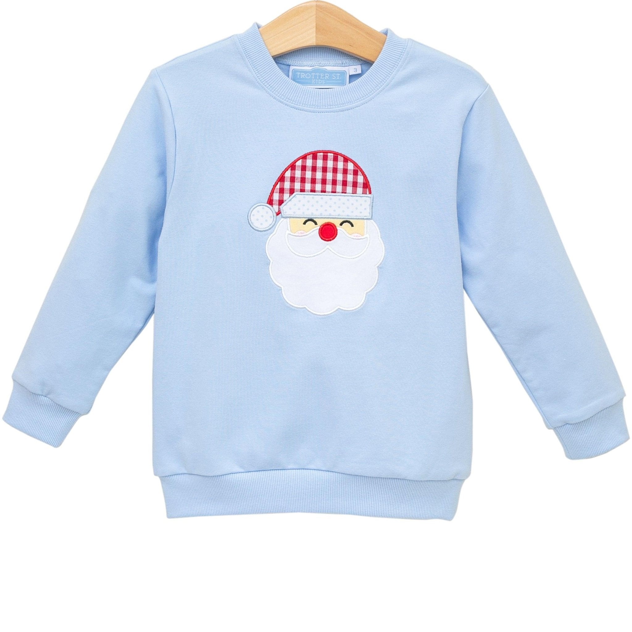 French Terry Santa Pullover - Lt. Blue Boys Sweaters + Sweatshirts Trotter Street Kids