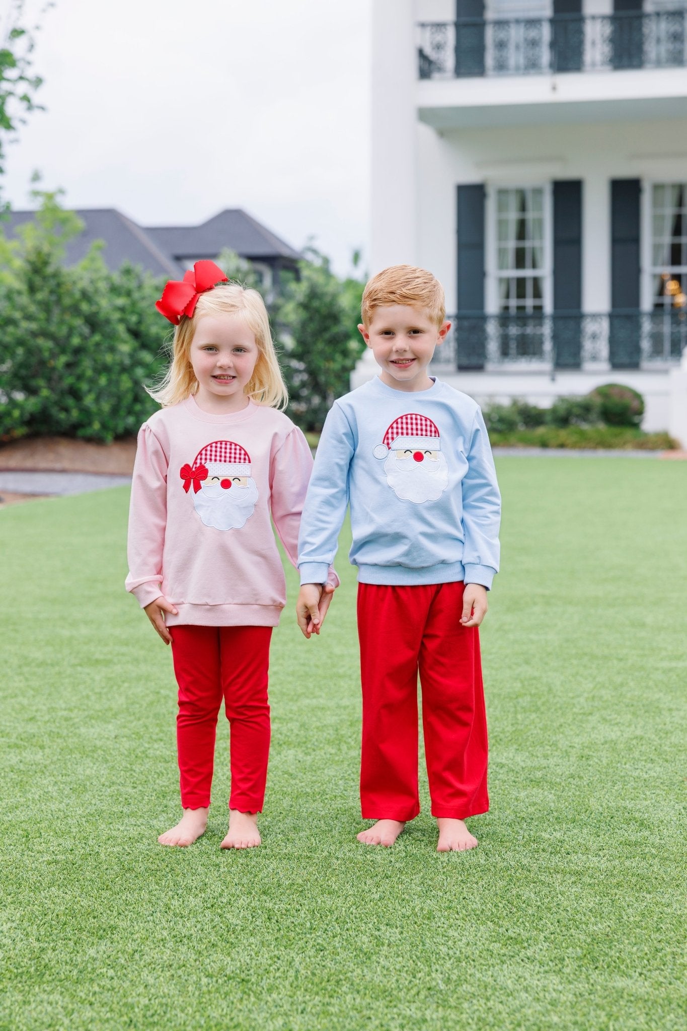 French Terry Santa Pullover - Lt. Pink Girls Sweaters + Sweatshirts Trotter Street Kids