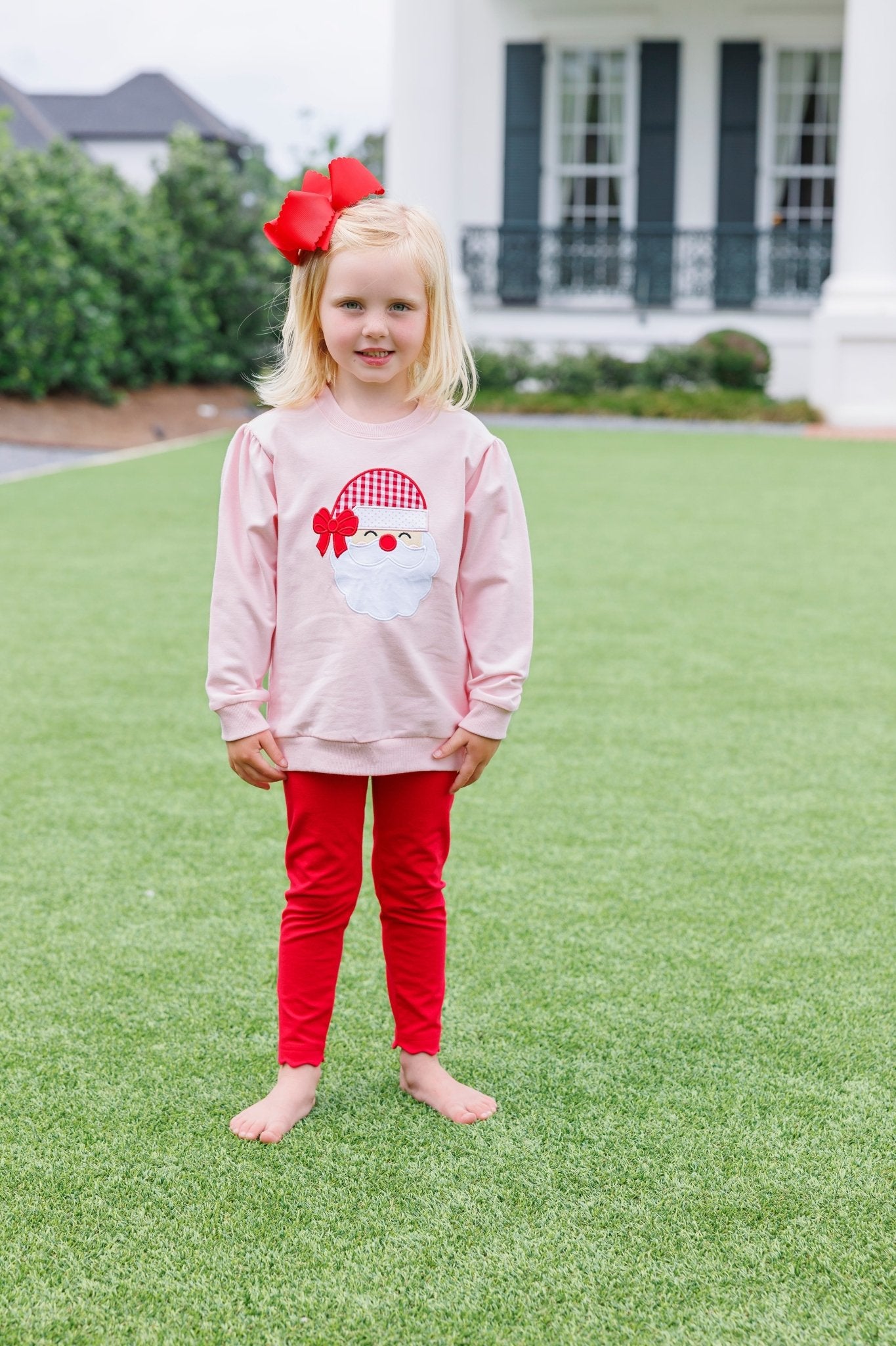 French Terry Santa Pullover - Lt. Pink Girls Sweaters + Sweatshirts Trotter Street Kids