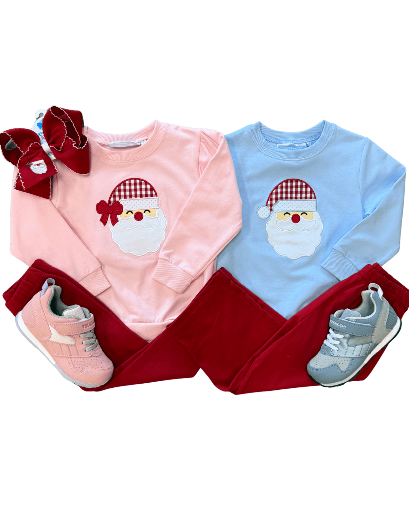 French Terry Santa Pullover - Lt. Pink Girls Sweaters + Sweatshirts Trotter Street Kids