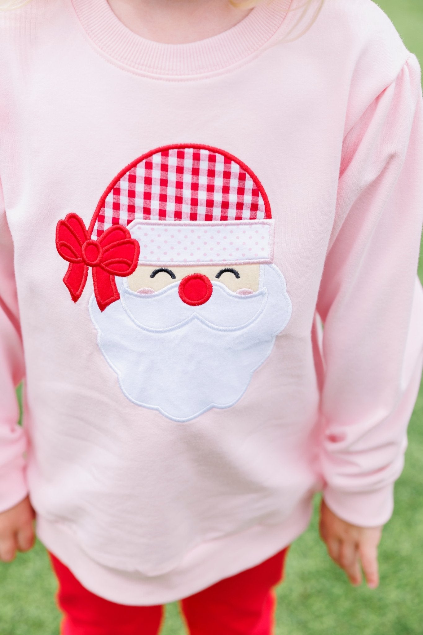 French Terry Santa Pullover - Lt. Pink Girls Sweaters + Sweatshirts Trotter Street Kids