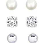 Freshwater Pearl & CZ Stud Set in Sterling Silver Kids Jewelry Lily Nily