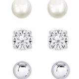 Freshwater Pearl & CZ Stud Set in Sterling Silver Kids Jewelry Lily Nily