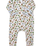 Frosted Wonderland Printed Zipper Footie - Lt. Blue - Sugar Babies Children's Boutique/Meg's Shoppe