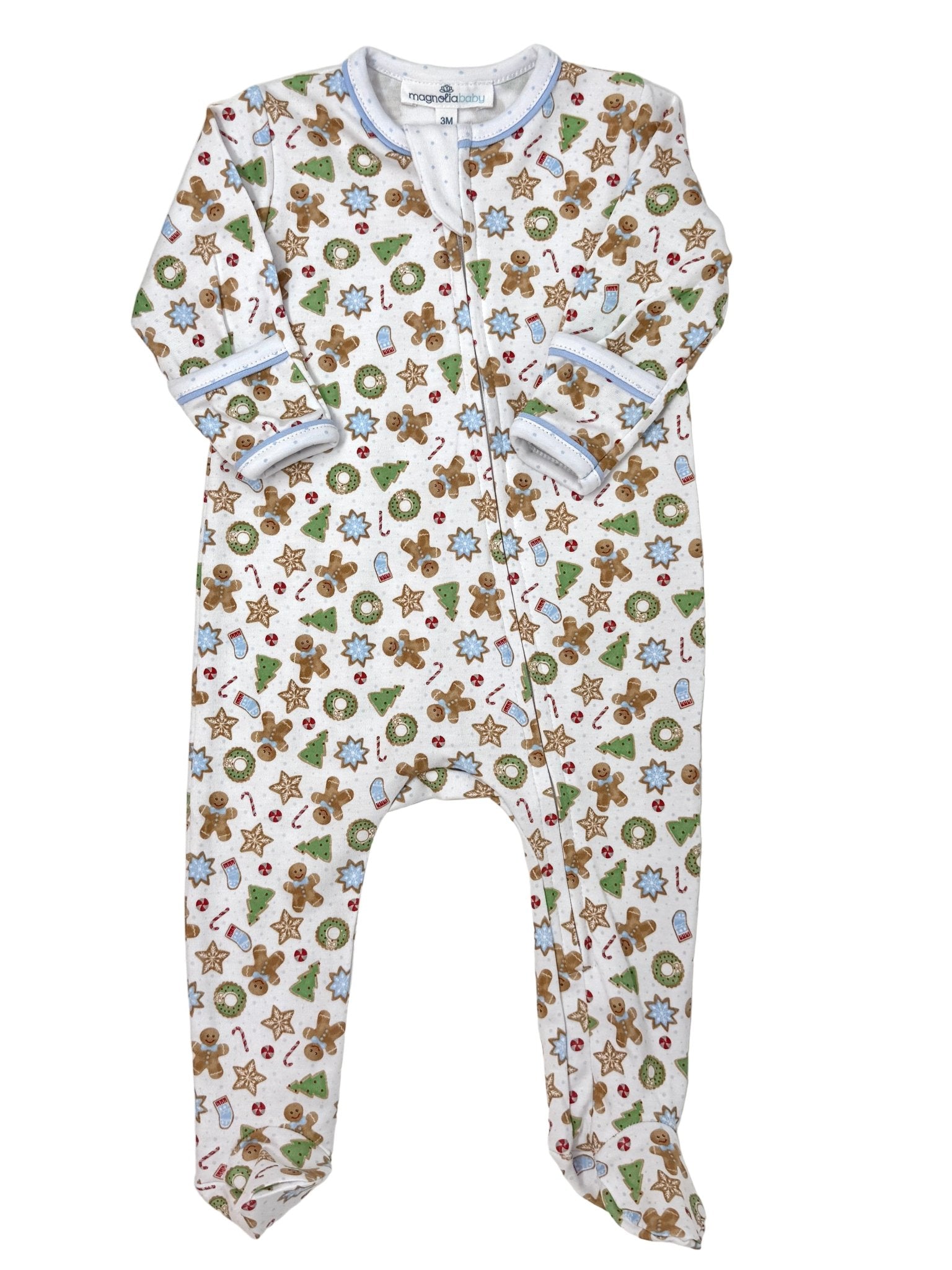 Frosted Wonderland Printed Zipper Footie - Lt. Blue - Sugar Babies Children's Boutique/Meg's Shoppe
