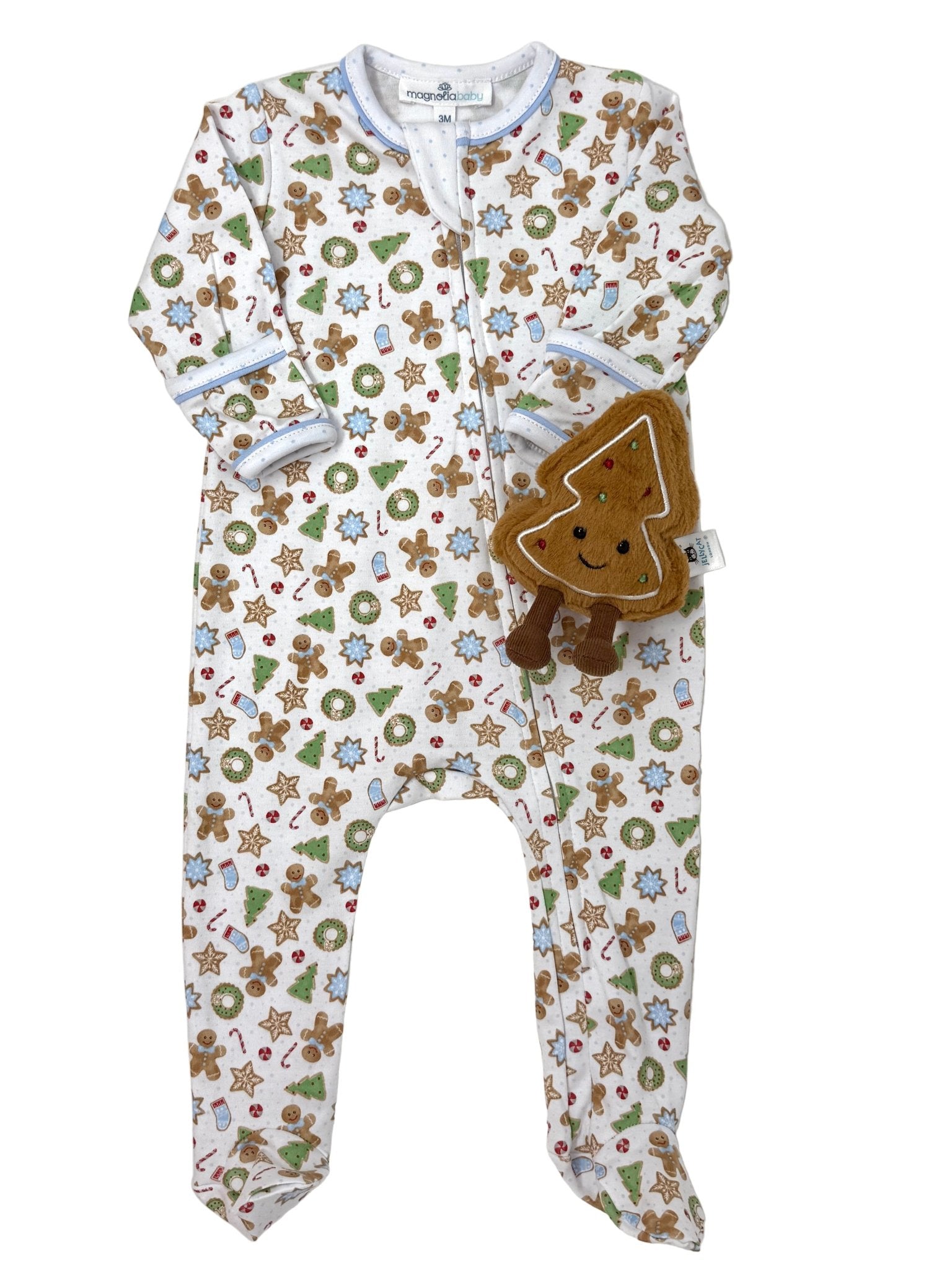 Frosted Wonderland Printed Zipper Footie - Lt. Blue - Sugar Babies Children's Boutique/Meg's Shoppe