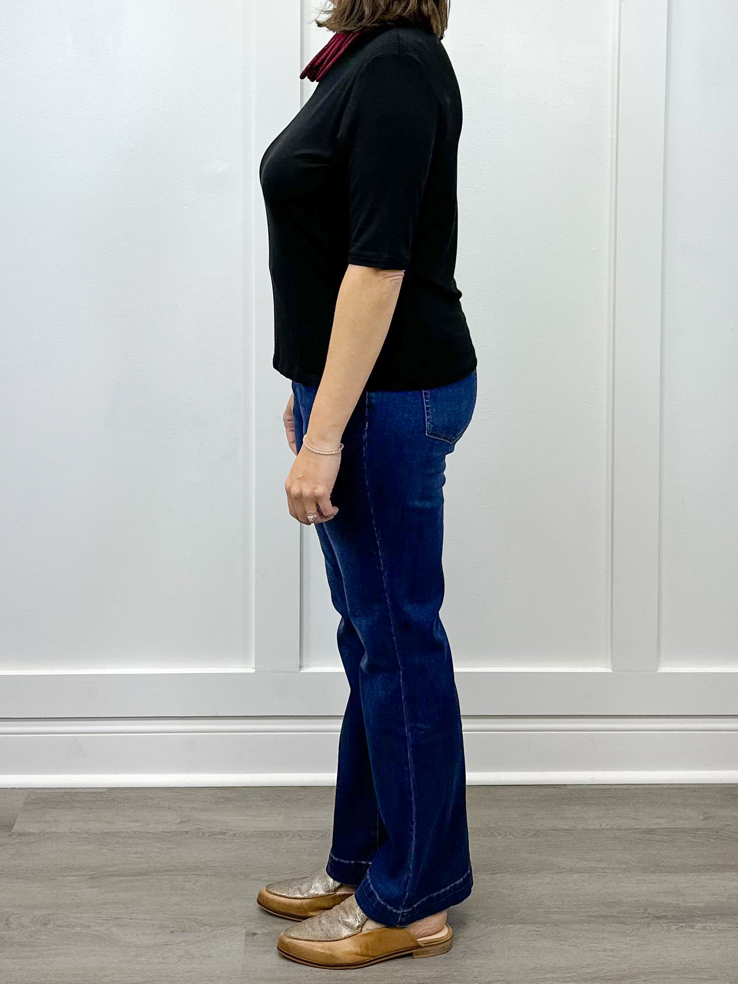 Funnel Neck Elbow Sleeve Knit Top - Black - Sugar Babies Children's Boutique/Meg's Shoppe