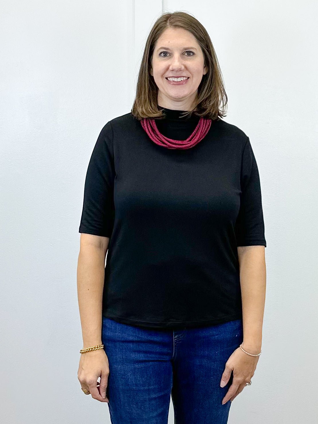 Funnel Neck Elbow Sleeve Knit Top - Black - Sugar Babies Children's Boutique/Meg's Shoppe