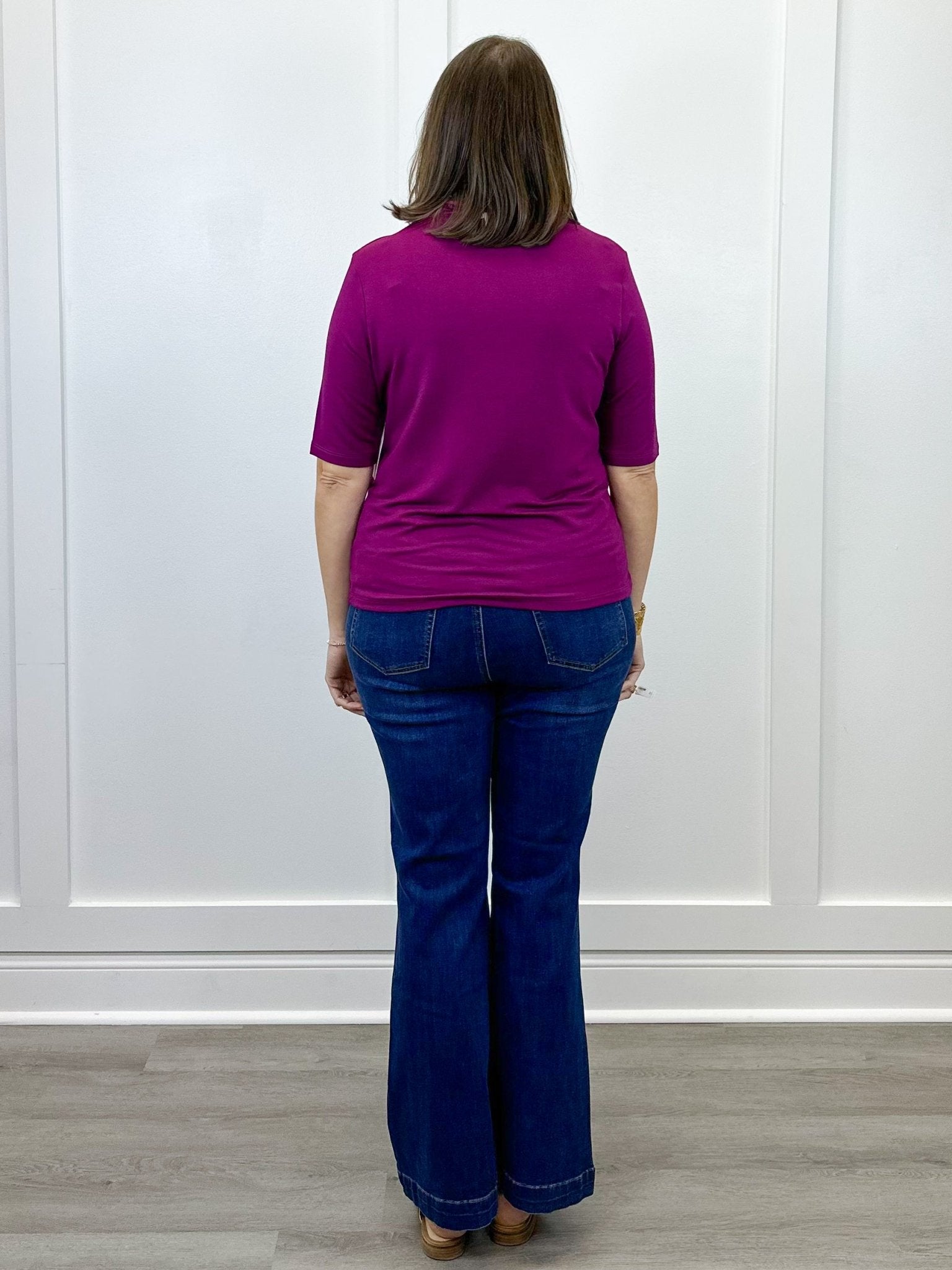 Funnel Neck Elbow Sleeve Knit Top - Plum Wine - Sugar Babies Children's Boutique/Meg's Shoppe
