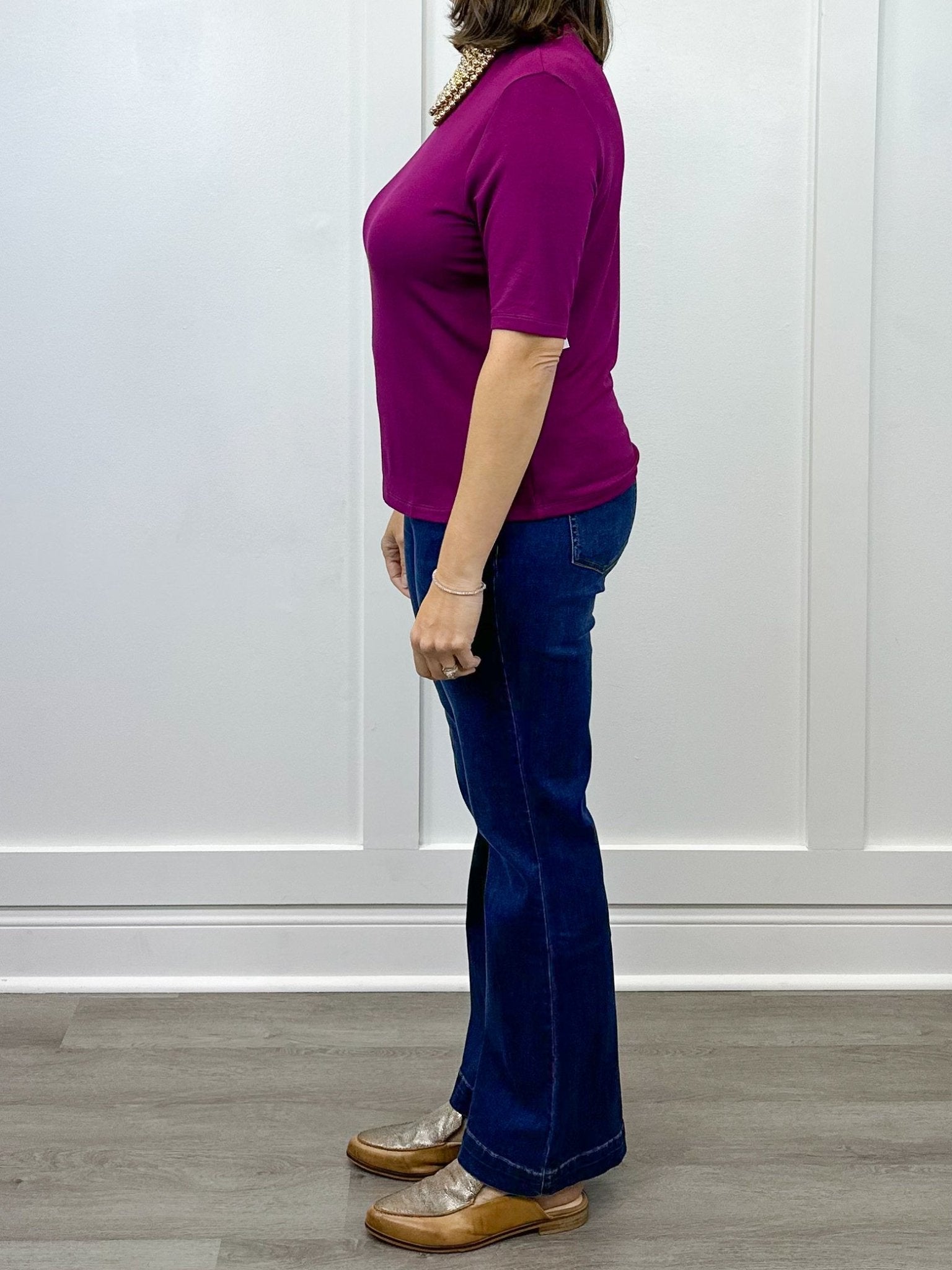 Funnel Neck Elbow Sleeve Knit Top - Plum Wine - Sugar Babies Children's Boutique/Meg's Shoppe