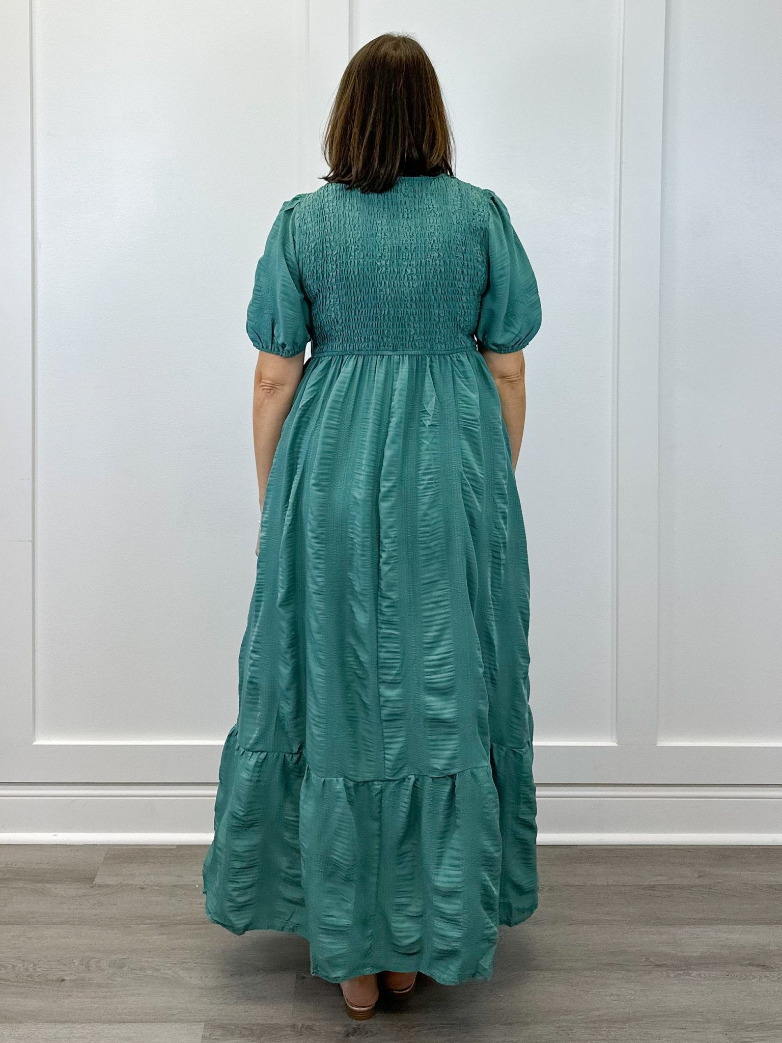 Garden Club Maxi Dress - Dusty Teal Long Dresses Polagram by Wellmade USA